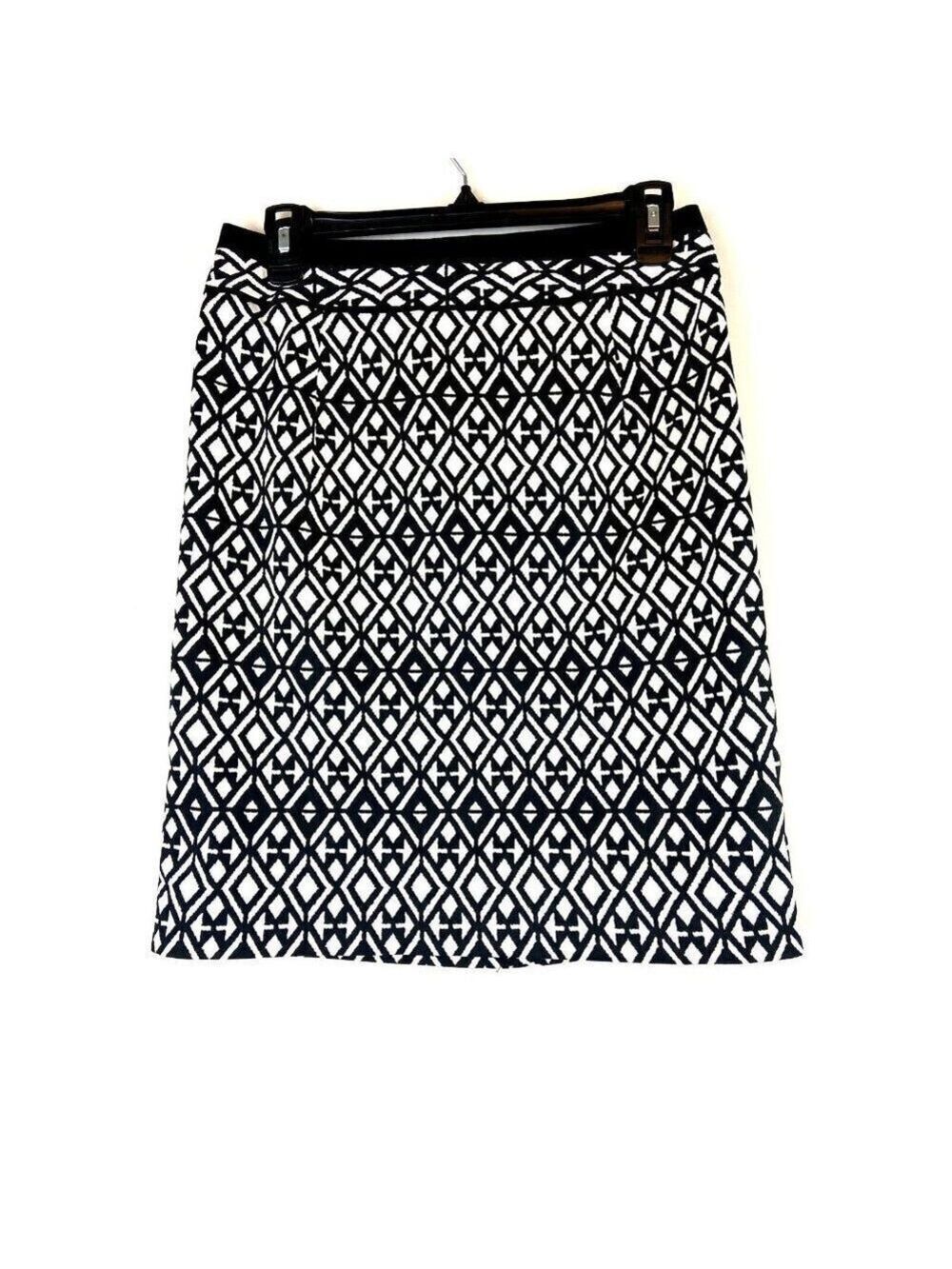 Mario Serrani Black and White Geometric Pencil Skirt Size Small